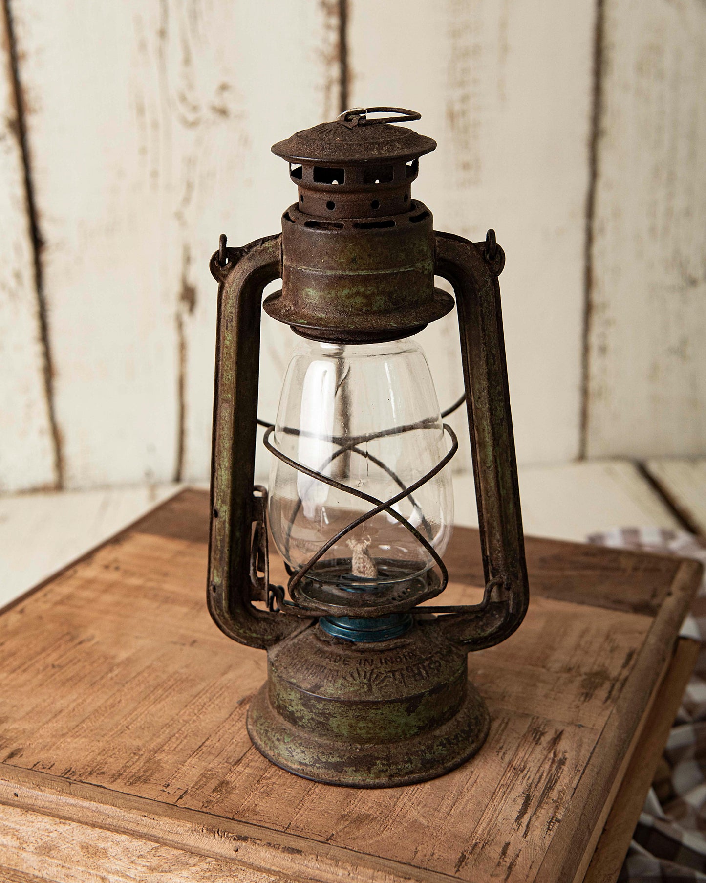 antique rusty oil lamp