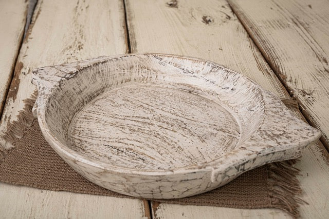Whitewashed wooden bowl