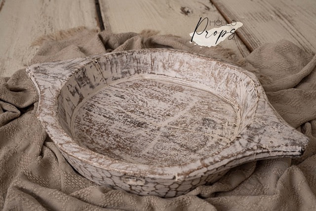 Whitewashed wooden bowl