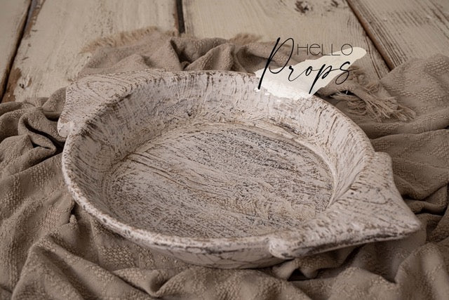 Whitewashed wooden bowl