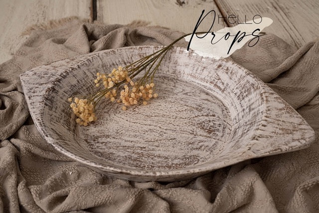 Whitewashed wooden bowl