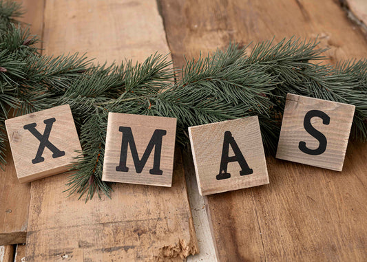 Holzbuchstaben "XMAS"