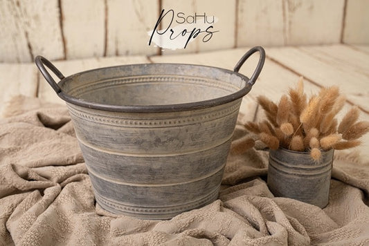 striped metal bucket