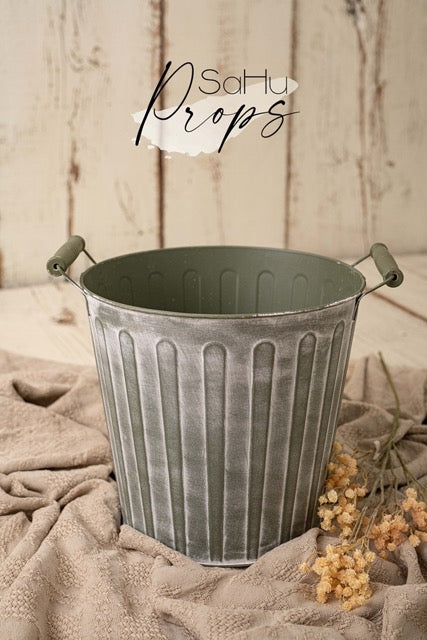Green metal bucket