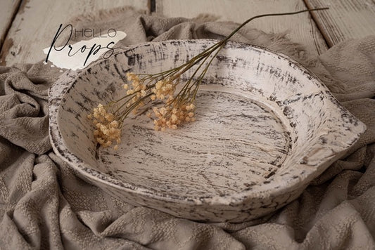 Whitewashed wooden bowl